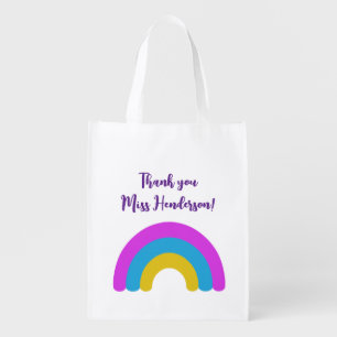 End of Year Teacher Gift Thank You Rainbow Name Grocery Bag