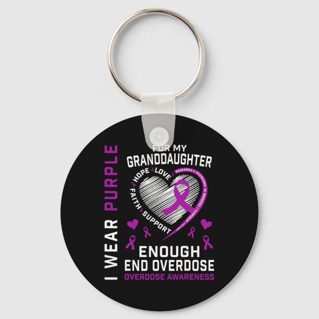End Overdose Awareness Shirt Enough Purple For Gra Keychain (Front)