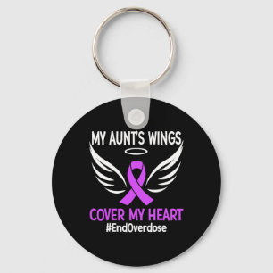 End Overdose My Aunt's Wings Cover My Heart Purple Keychain