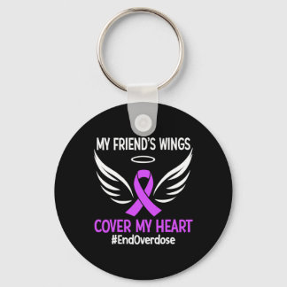 End Overdose My Friend's Wings Cover My Heart Purp Keychain