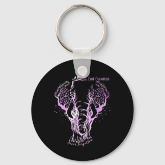 End Overdose Never Forget Line Art Sketch Ornate E Keychain