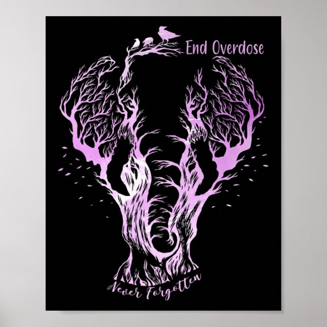 End Overdose Never Forget Line Art Sketch Ornate E Poster (Front)