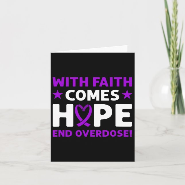 End Overdose! Purple Ribbon. Overdose Awareness  Card (Front)