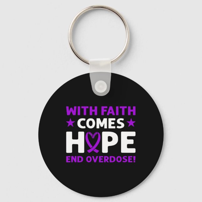 End Overdose! Purple Ribbon. Overdose Awareness  Keychain (Front)