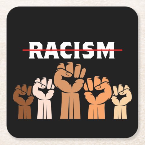 End Racism Multi Shade Fists Paper Coaster