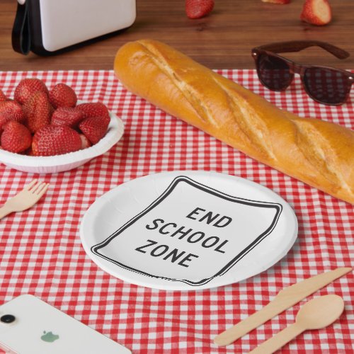 End School Zone Road Sign Paper Plates
