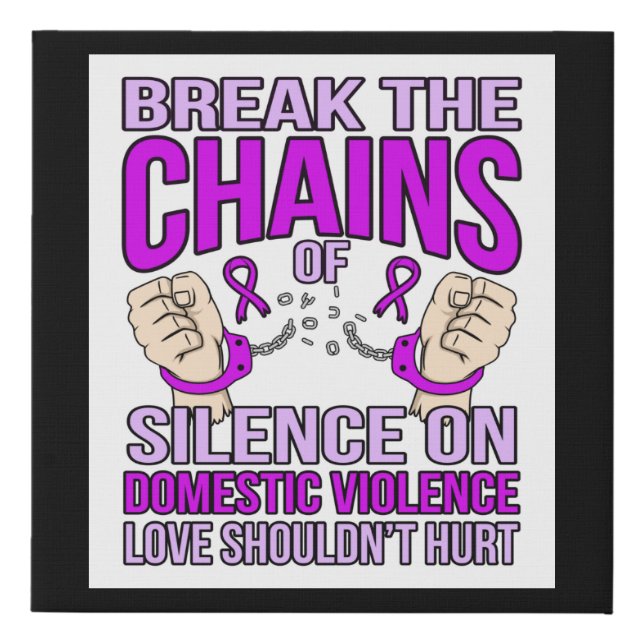 End Silence On Domestic Violence Support Awareness Faux Canvas Print (Front)