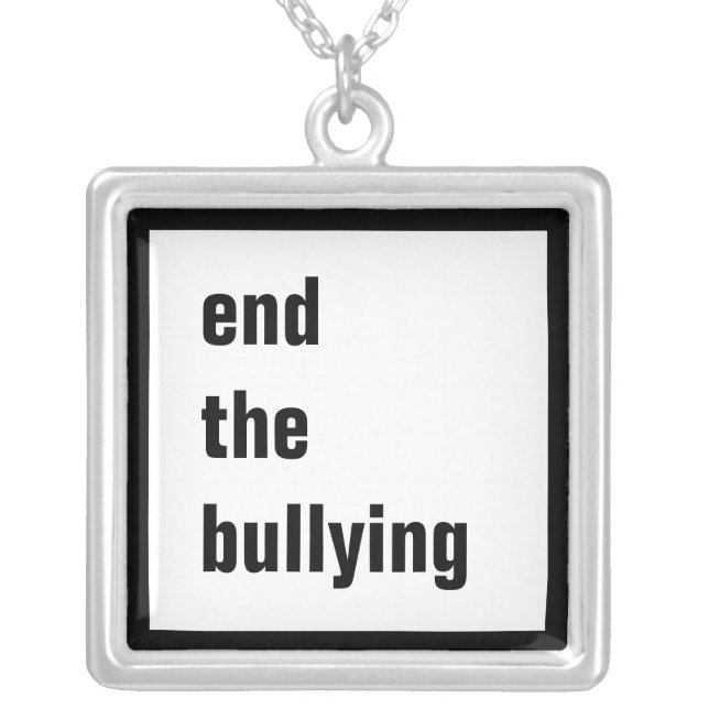 End the Bullying Square Necklace (Front)