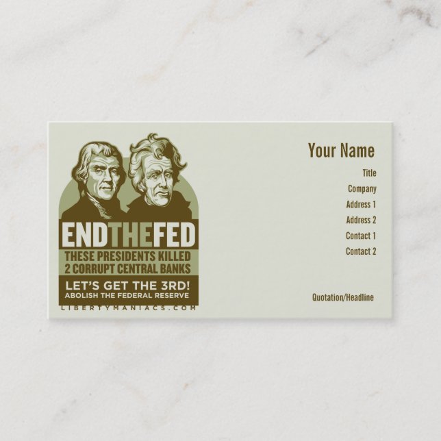 End the Fed Action Cards (Front)