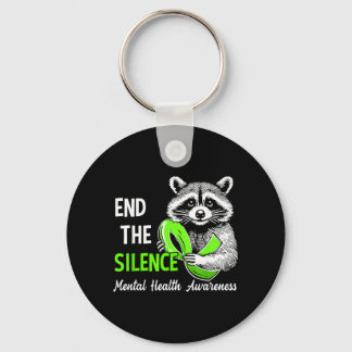 End The Silence Funny Raccoon Mental Health Keychain