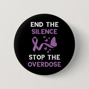 End The Silence Purple Ribbon Overdose Awareness M Button