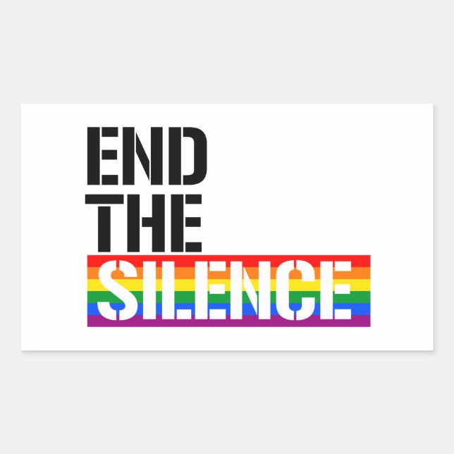 End the silence rectangular sticker (Front)
