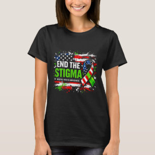 End the stigma mental health awareness usa flag T-Shirt