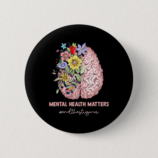 End The Stigma Mental Health Problems Mental Aware Button (Front)