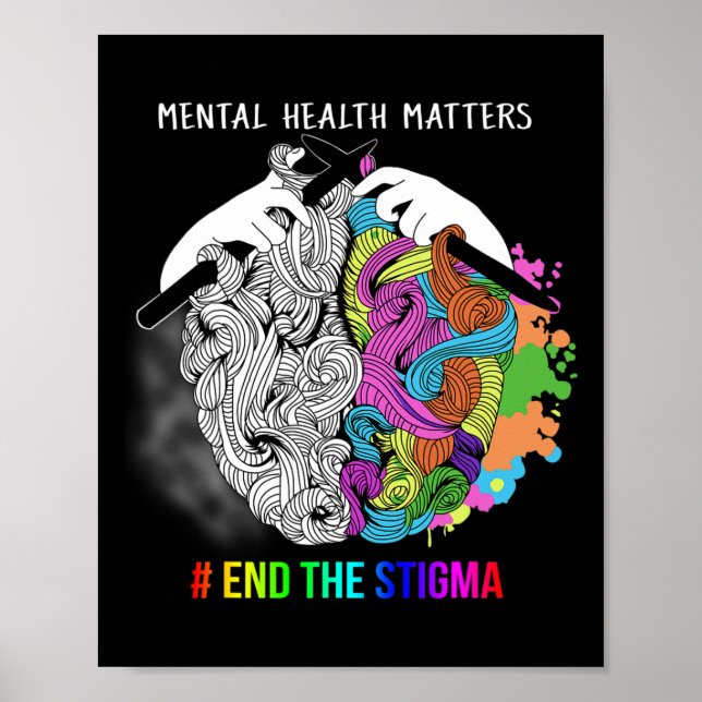 End The Stigma Mental Health Problems Mental Aware Poster (Front)