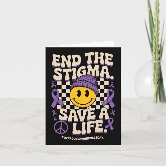 End The Stigma Save A Life Groovy Overdose Awarene Card (Front)