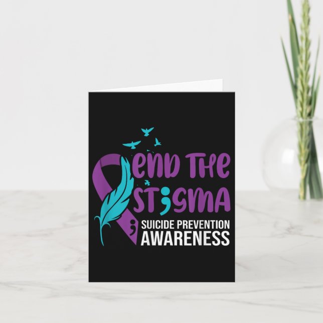 End The Stigma, Suicide Prevention Awareness Ribbo Card (Front)