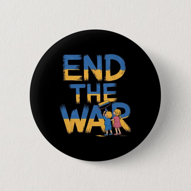 End The War Graffiti Children Support Zelensky Ukr Button (Front)