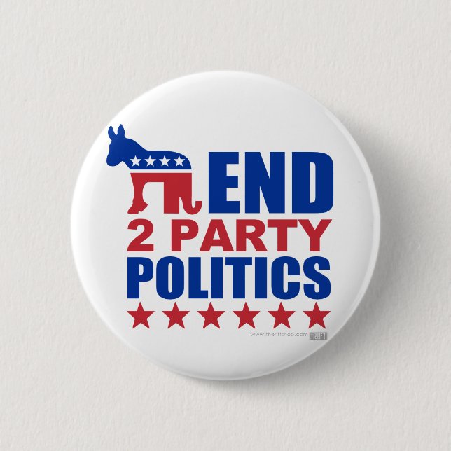 End Two Party Politics Pinback Button (Front)