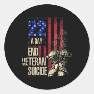 End Veteran Suicide Awareness 22 A Day Patriotic U Classic Round Sticker