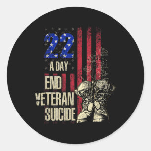 End Veteran Suicide Awareness 22 A Day Patriotic U Classic Round Sticker