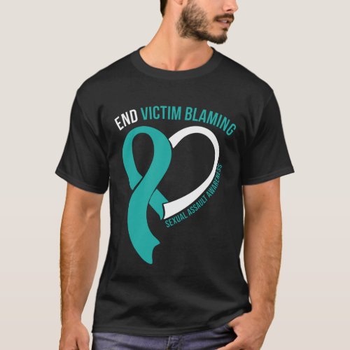 End Victim Blaming Ribbon Hearts Awareness Gifts T_Shirt