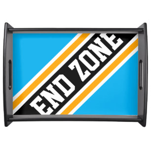 END ZONE Azure Blue Orange Black Racing Stripes Serving Tray