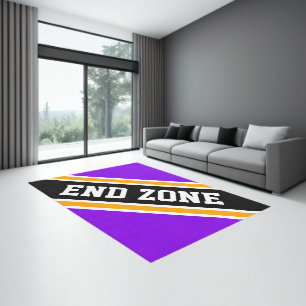 END ZONE Bold Bright Purple Orange Black Stripes Rug
