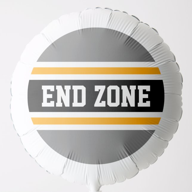 END ZONE Bold Gray Orange Black Racing Stripes Balloon (Front)