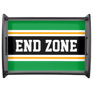 END ZONE Bold Green Black Orange Racing Stripes Serving Tray