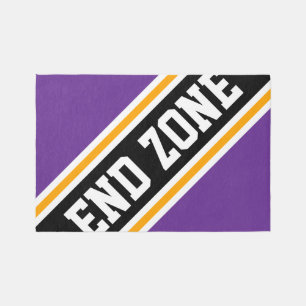 END ZONE Bold Purple Black Yellow Racing Stripes Outdoor Rug