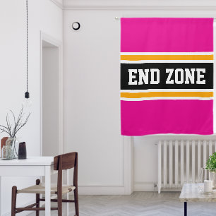 END ZONE Bright Pink Yellow Black Racing Stripes Blackout Curtains