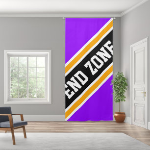 END ZONE Bright Purple Black Orange Racing Stripes Blackout Curtains