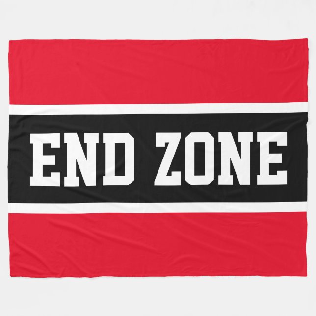 END ZONE Bright Red Black White Athletic Stripes Fleece Blanket (Front (Horizontal))