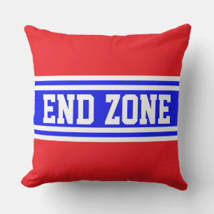 END ZONE Bright Red White Blue Racing Stripes Throw Pillow
