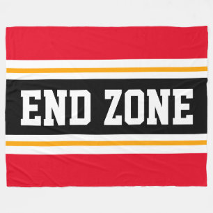END ZONE Bright Red Yellow Black Football Stripes Fleece Blanket