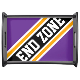 END ZONE Dynamic Purple Orange Black Stripes Serving Tray
