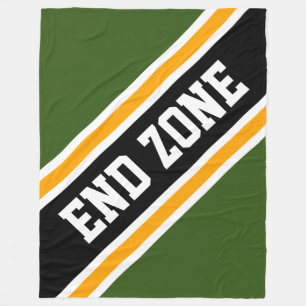 END ZONE Forest Green Orange Black Racing Stripes Fleece Blanket