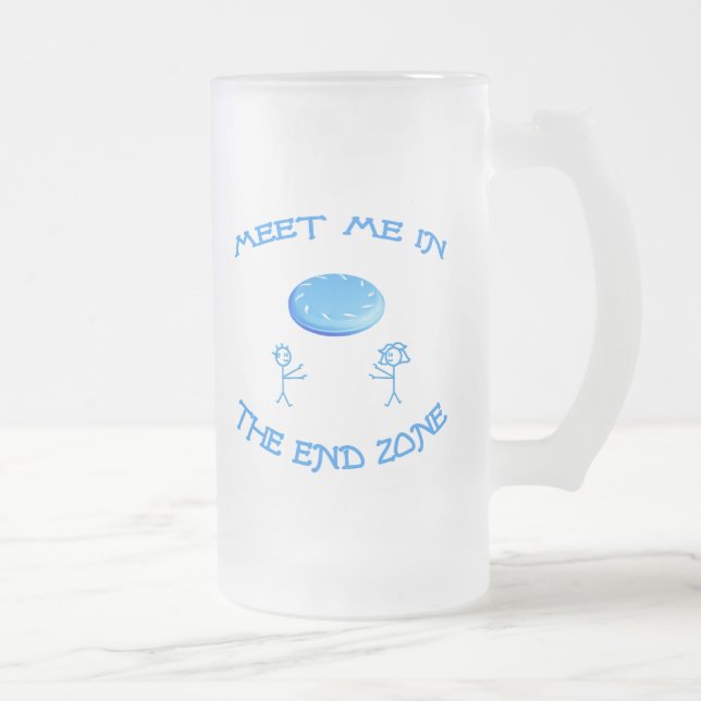 End Zone Frisbee Frosted Glass Beer Mug (Right)