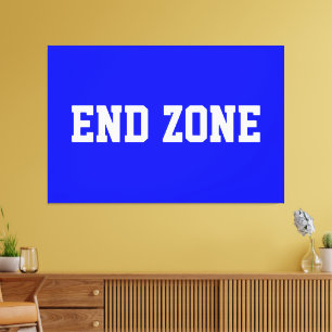 END ZONE Fun Athletic Football Text On Royal Blue Canvas Print