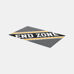 END ZONE Fun Black Gray Orange Racing Stripes Outdoor Rug