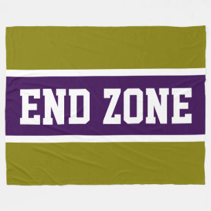 END ZONE Golden Olive Deep Purple White Stripes Fleece Blanket