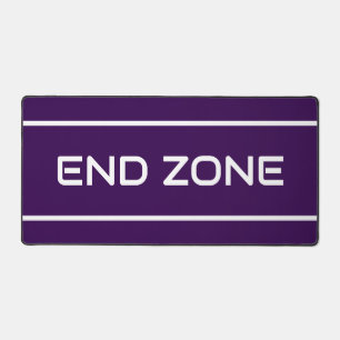 END ZONE Modern Text Stripes On Bold Deep Purple Desk Mat