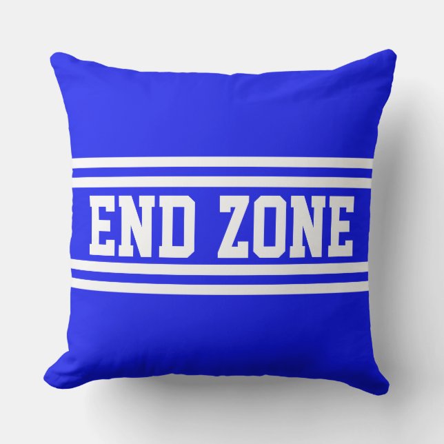 END ZONE Royal Blue Athletic White Racing Stripes Throw Pillow (Front)