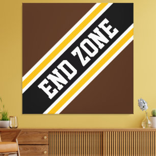 END ZONE Sporty Brown Orange Black Racing Stripes Canvas Print