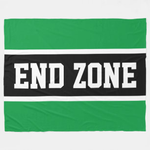 END ZONE Sporty Green Black White Athletic Stripes Fleece Blanket