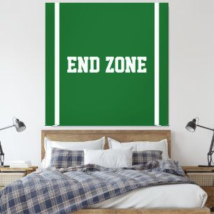 END ZONE White Text Edge Stripes On Gridiron Green Canvas Print