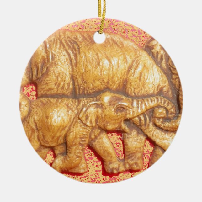 Endangered African Mara Elephants Ceramic Ornament (Front)