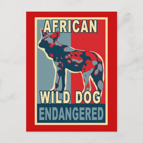 Endangered African Wild Dog Pop Art Tshirts Postcard