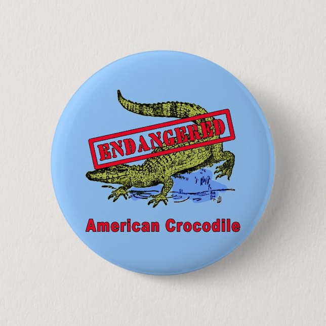 Endangered American Crocodile Products Button (Front)